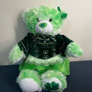 Build-A-Bear St Patty’s Day Teddy Bear wearing Green Dress